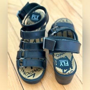 Fly London Black Leather Sandals EU 37